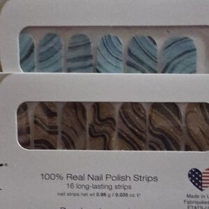 Marble Nail Polish Strips Set — Blue & Brown Swirl